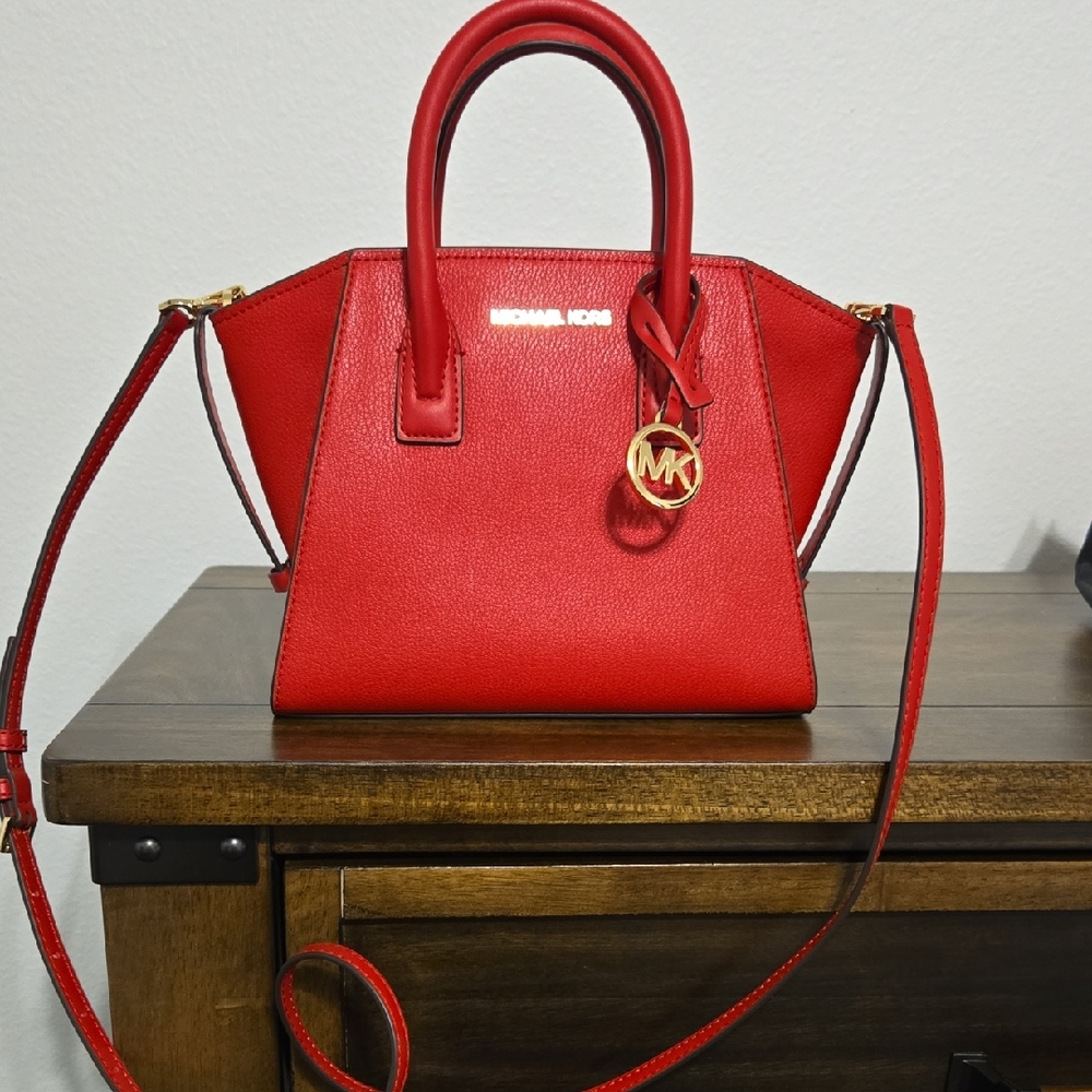 Michael Kors Red Satchel with Gold Charm